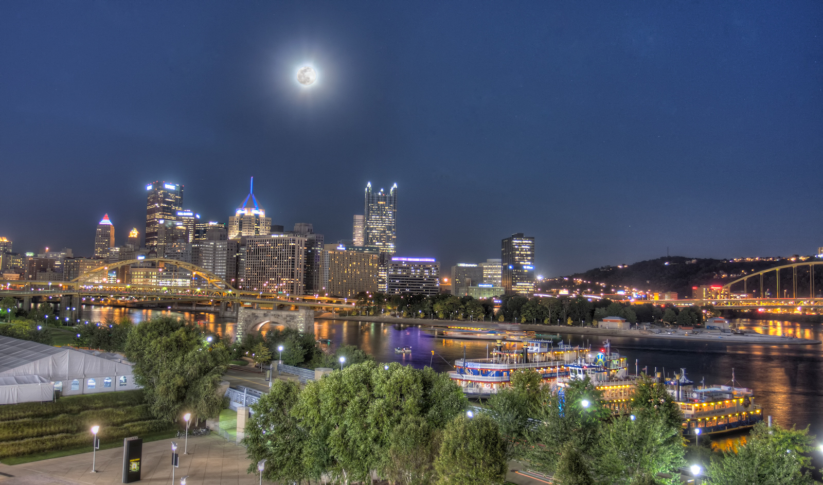 Pittsburgh Full Moon From Heinz Field