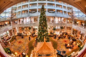 Grand Floridian Hotel Lobby Fisheye at Christmas