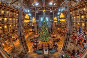 Wilderness Lodge Lobby and Christmas Tree