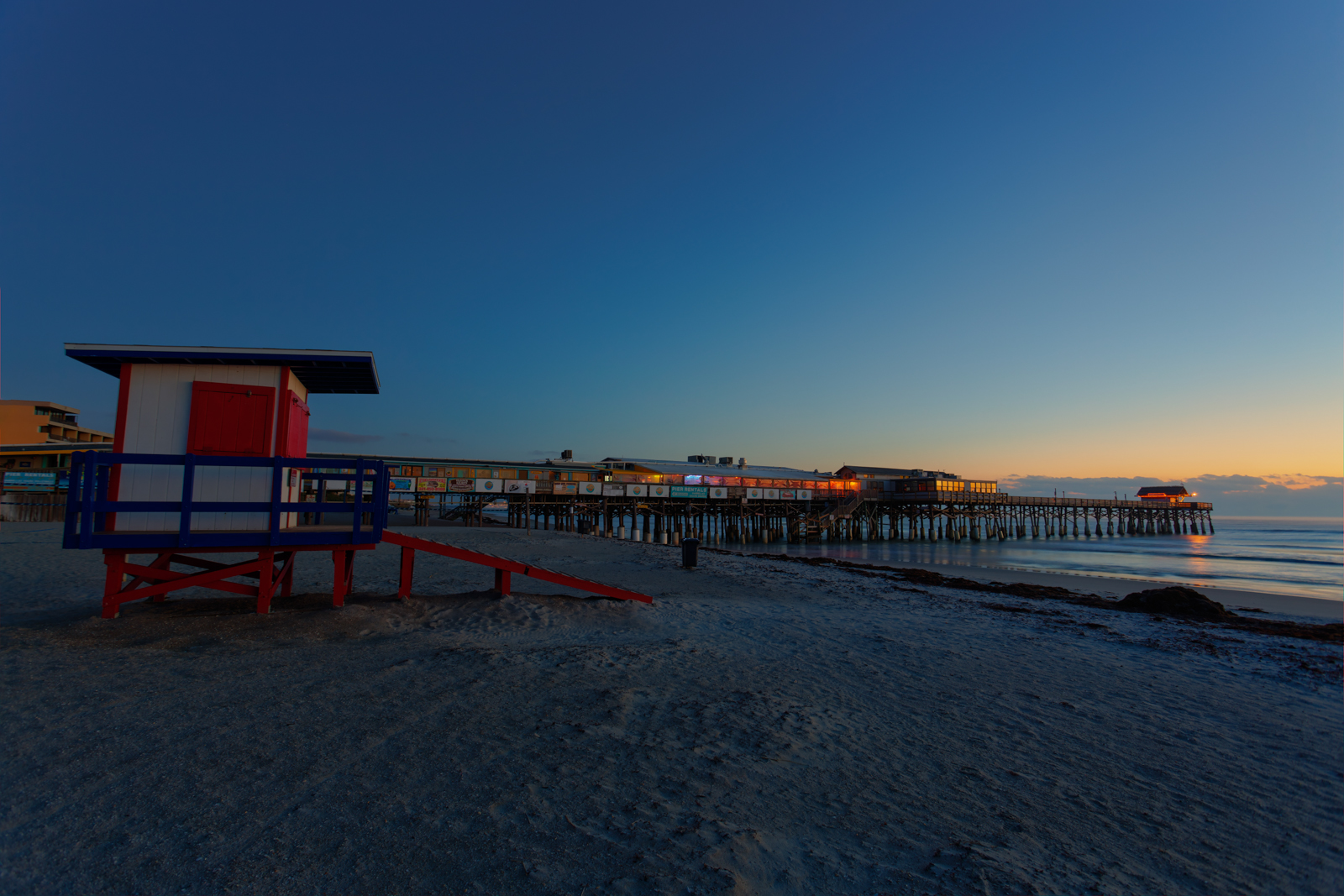 Cocoa Beach Pier and Lifeguard House Before Sunrise