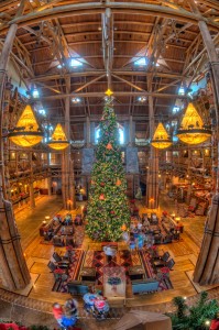 Wilderness Lodge Lobby and Christmas Tree Vertical