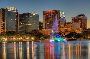 Lake Eola Fountain and Buildings