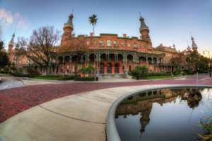 University of Tampa and Reflection in Fountain