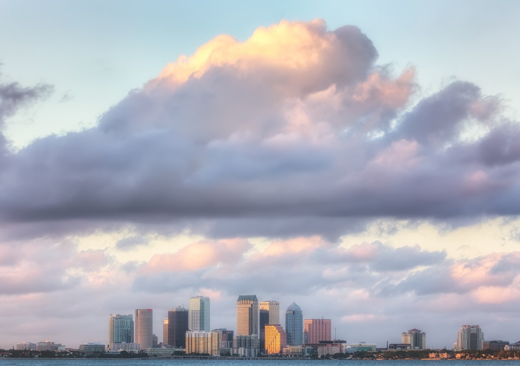 Tampa Skyline with Big Clouds