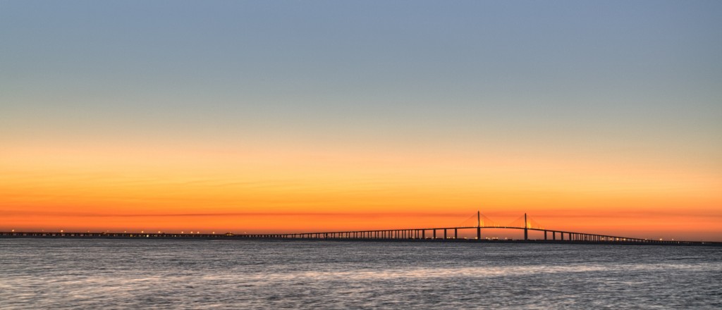Sunshine Skyway Bridge Panorama at Dawn