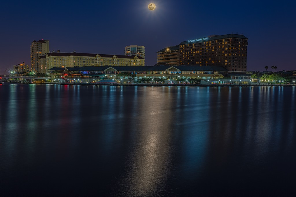 Full Moon Over Jackson's Bistro and The Westin Harbour Island, Tampa, Florida