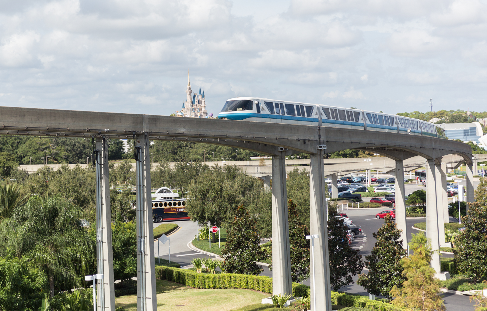 Monorail and Cinderella's Castle, Disney World, Orlando, Florida