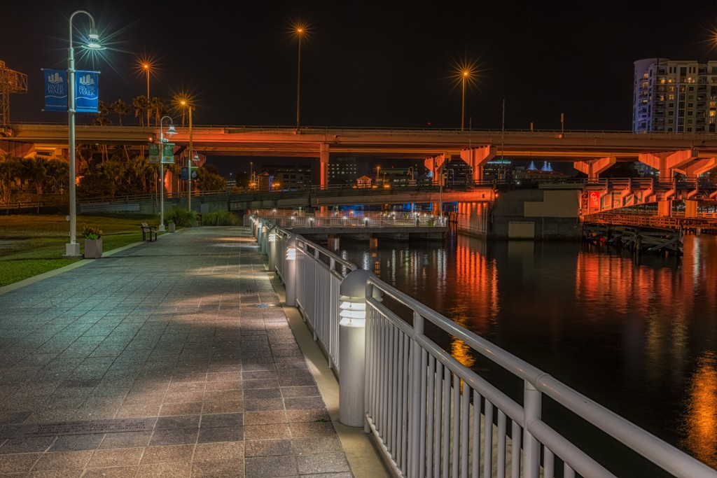 Tampa Riverwalk at Night, Tampa, Florida