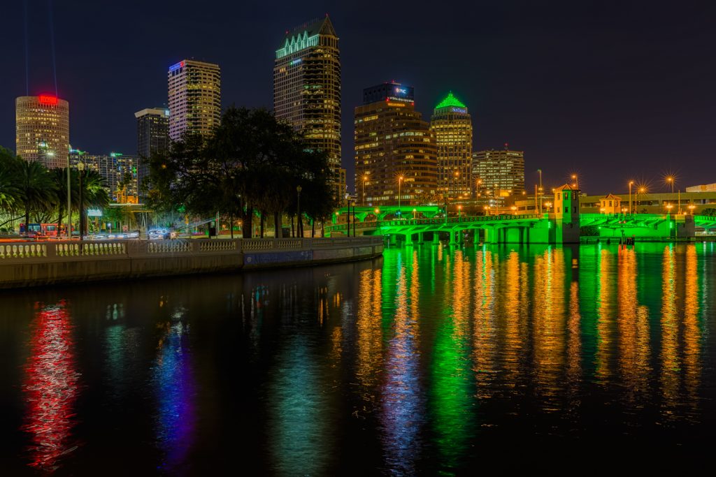 Bayshore leading to Downtown Tampa Night, Tampa, Florida
