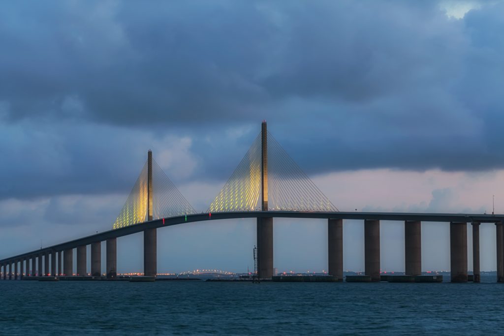 Cloudy Morning Over Sunshine Skyway Bridge, St Petersburg, Florida