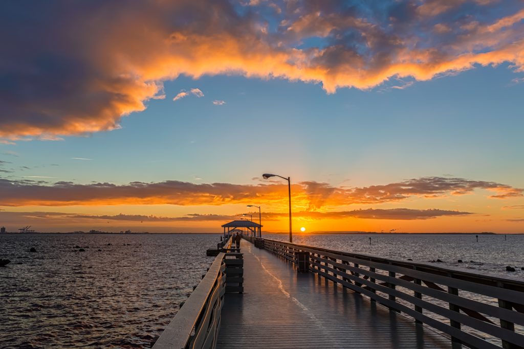 Sunrise Complete at Ballast Point Pier Wide, Tampa, Florida