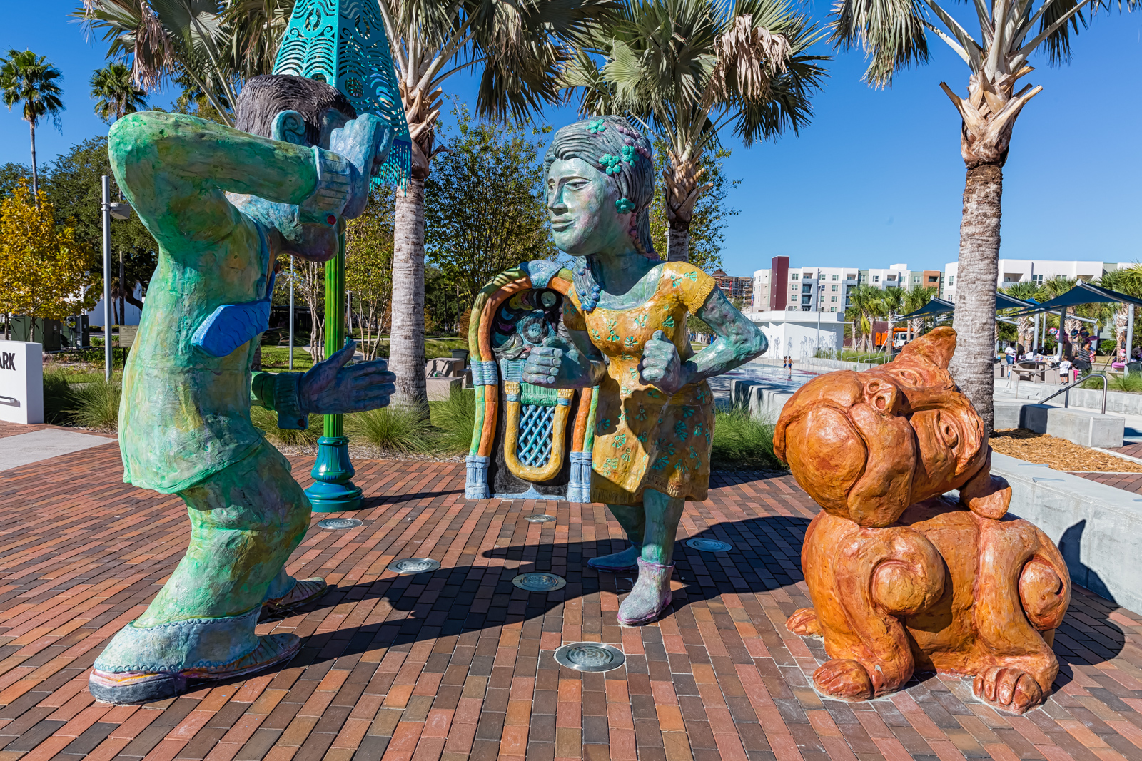 Dancers and Dog Sculpture at Perry Harvey Park, Tampa, Florida