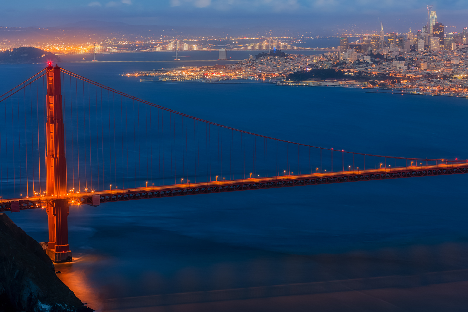 San Fransisco and the Golden Gate Bridge at Night, San Fransisco, California