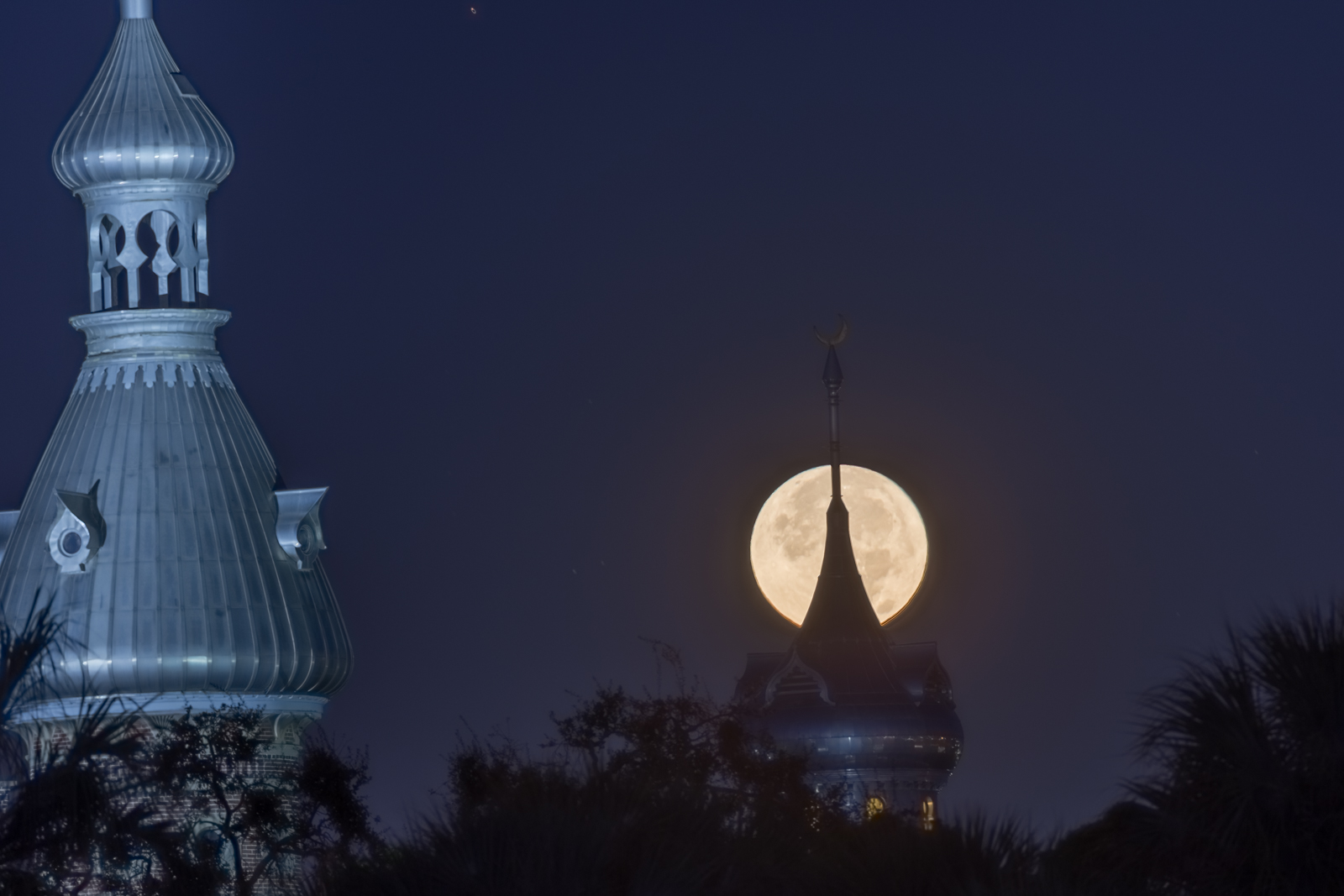 Supermoon over University of Tampa, Tampa, Florida