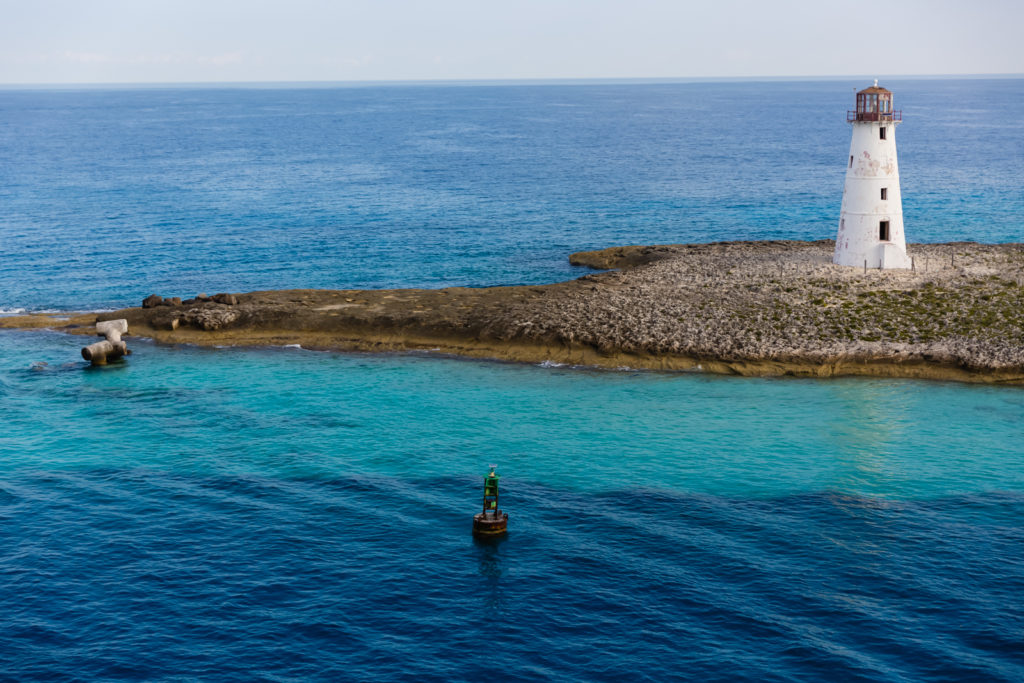 Hog Island Lighthouse at Nassau, Bahamas