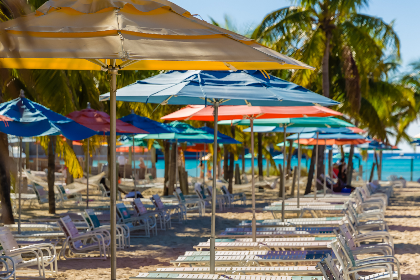 Umbrellas at Castaway Cay, Bahamas