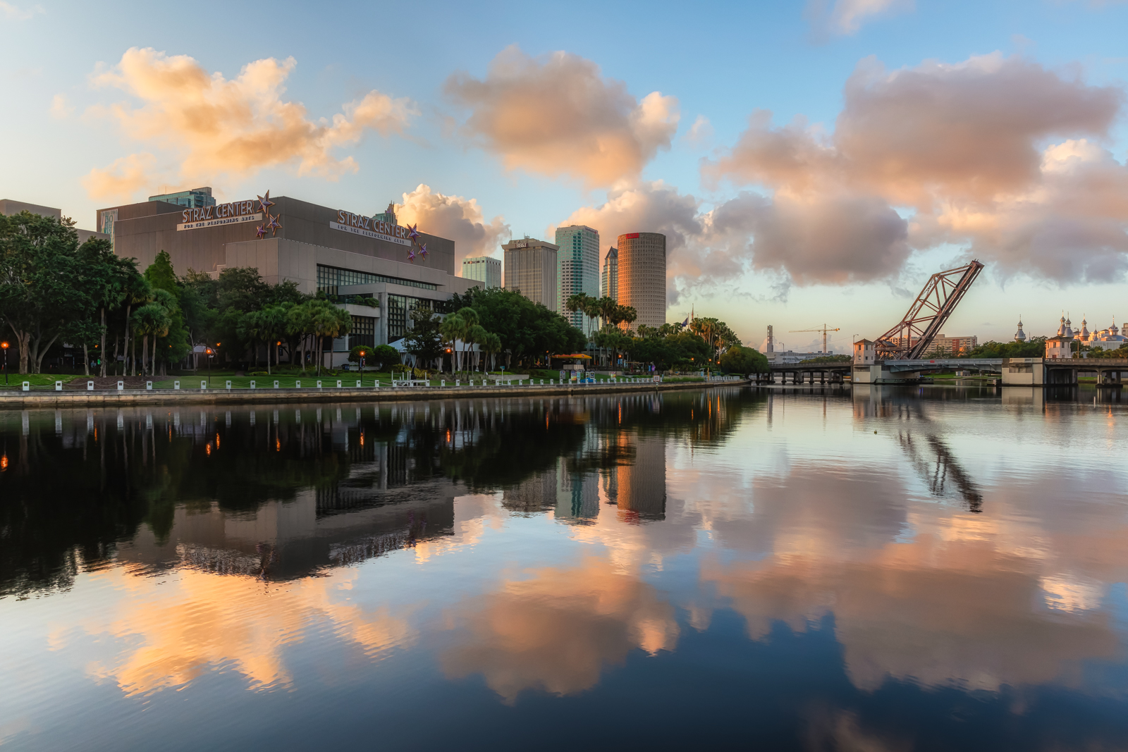 Beautiful Clouds Reflected at Sunrise from Julian Lane Park in Tampa, Tampa, Florida