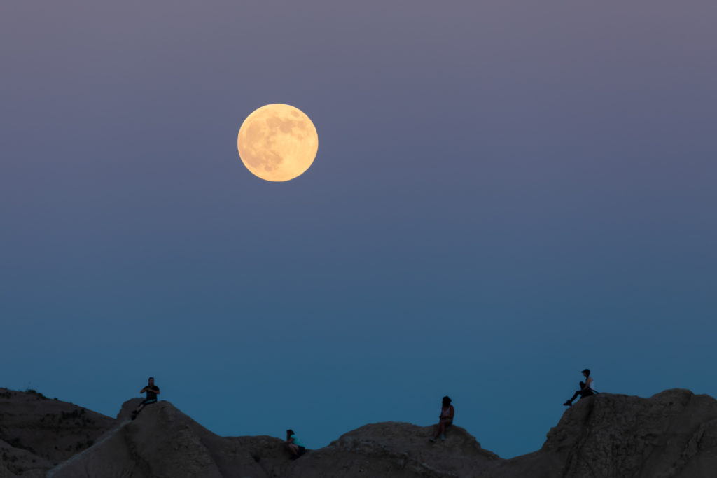 Last Badlands Moonrise Shot, Badlands National Park, South Dakota