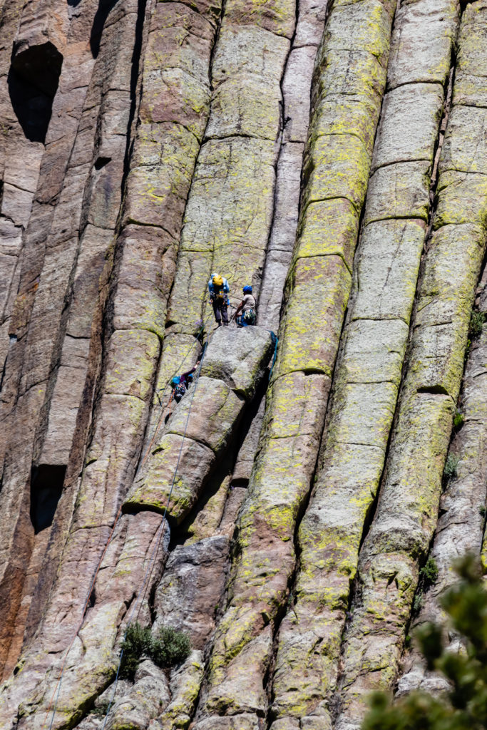 Climbers on Devils Tower, Devil's Tower National Monument, Wyoming