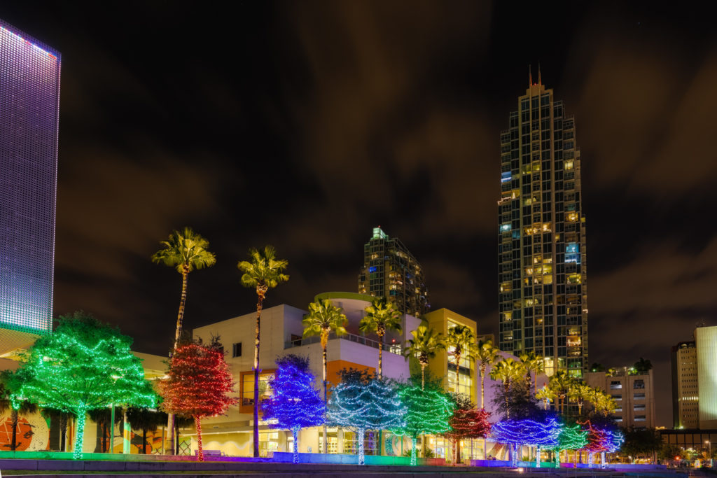 Christmas Lights and Skypoint, Tampa, Florida