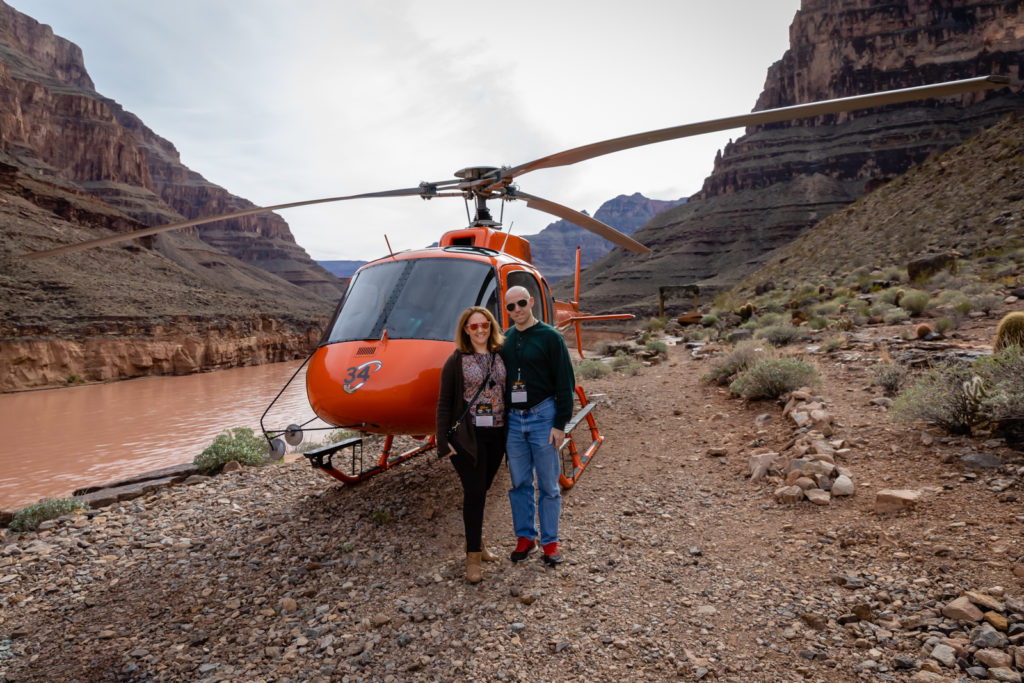 Chrissy and I in front of our Helicopter, Grand Canyon, Arizona