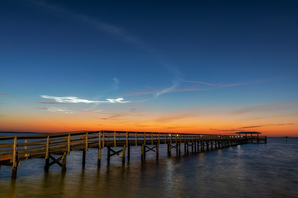 Safety Harbor Pier with Noctilucent Clouds from SpaceX Launch