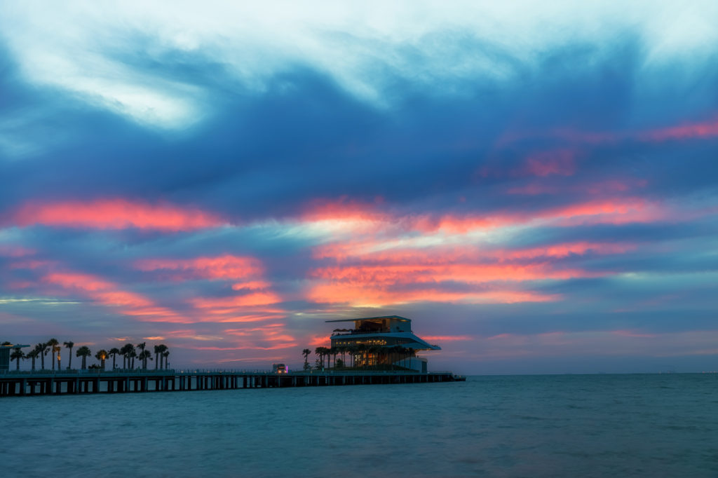 Sunrise Skies over the St Pete Pier and a Truck