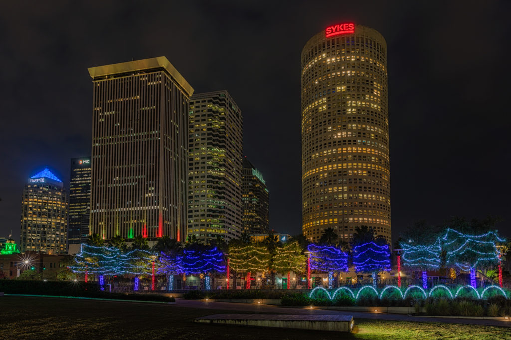 Tampa Skyline with Christmas Lights