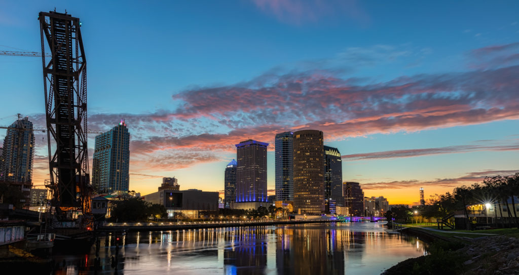 Tampa and Drawbridge at Sunrise