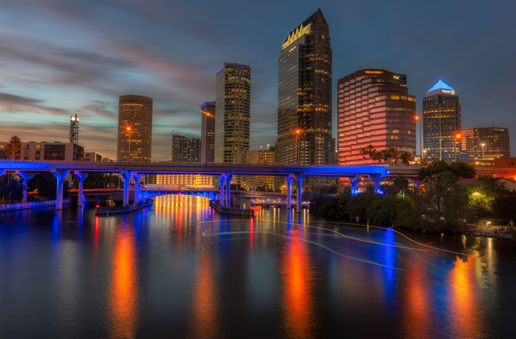 Light Trails on the River in Tampa