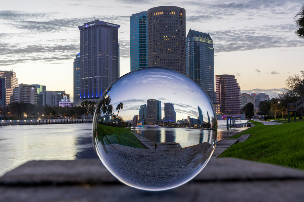 Tampa Skyline Lensball Focused